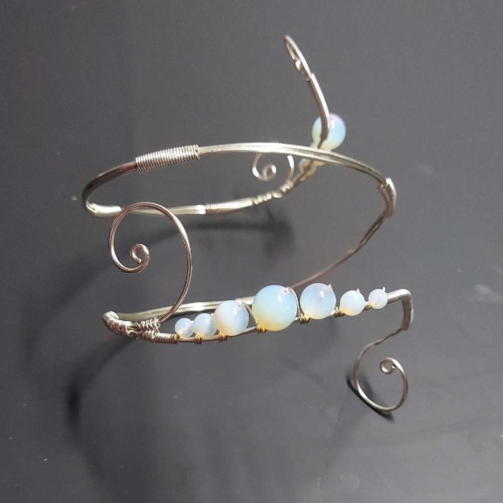 Silver Arm Wrap Bracelet/Cuff With Beads
